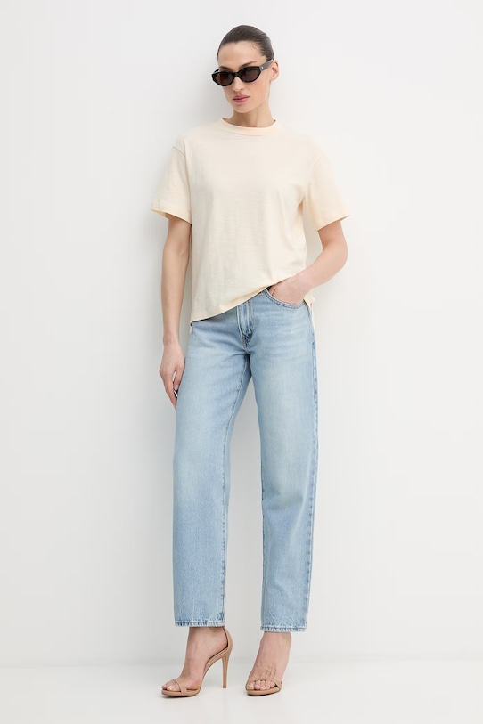 Памучна тениска United Colors of Benetton 3BVXD10BY бежов SS26