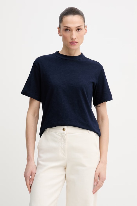 Bavlnené tričko United Colors of Benetton jednofarebný tmavomodrá 3BVXD10BY