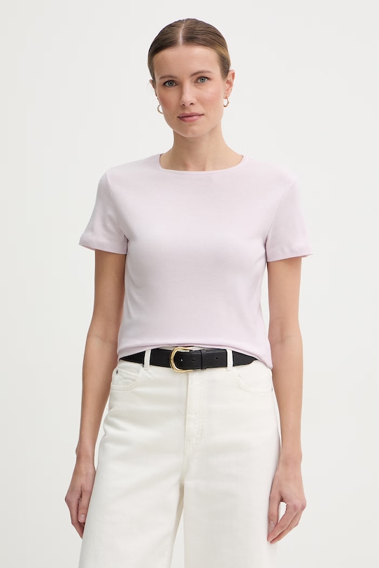 United Colors of Benetton tricou din bumbac uni roz 3GA8D10BX