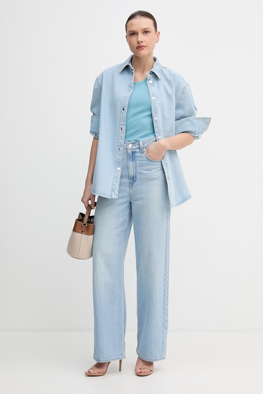 United Colors of Benetton t-shirt bawełniany 3GA8D4029 niebieski SS26