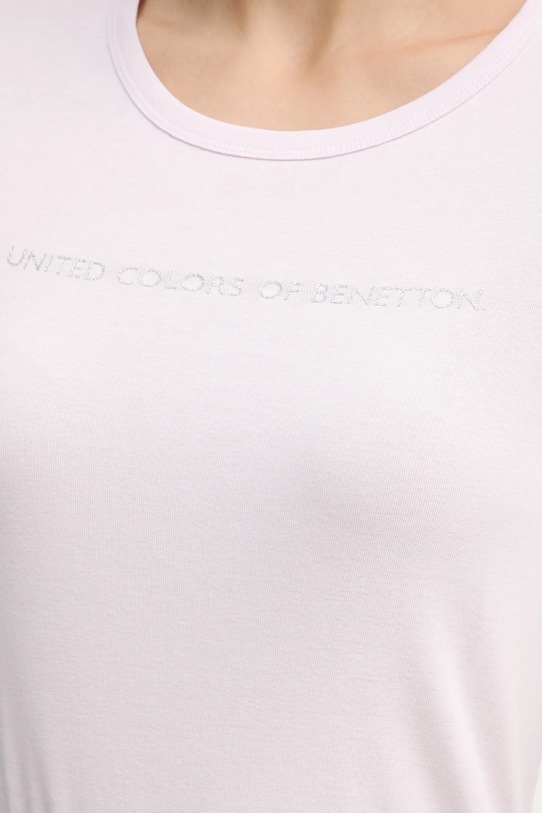 United Colors of Benetton t-shirt bawełniany 3GA8E16A2 różowy