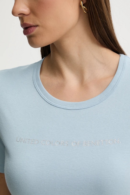 United Colors of Benetton t-shirt bawełniany 3GA8E16A2 niebieski