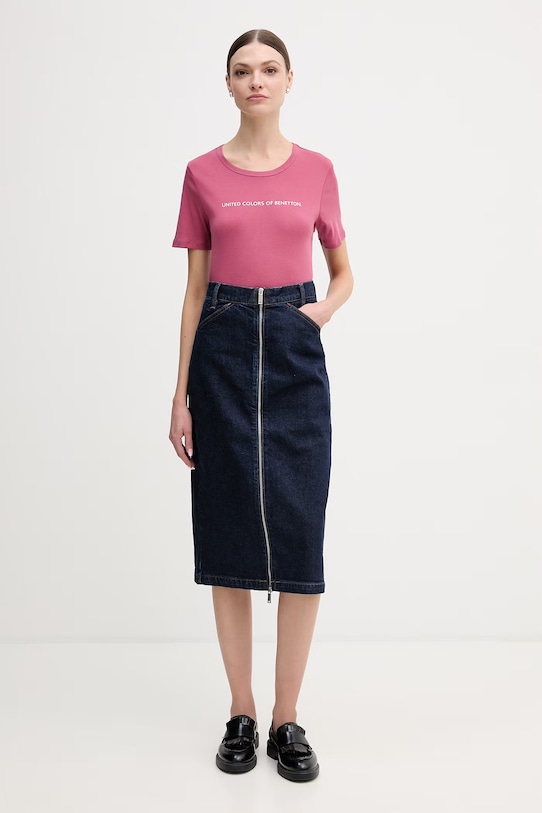 United Colors of Benetton t-shirt bawełniany 3GA8E16A2 różowy SS26