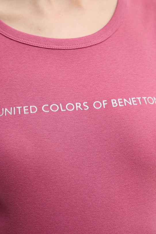 United Colors of Benetton t-shirt bawełniany 3GA8E16A2 różowy