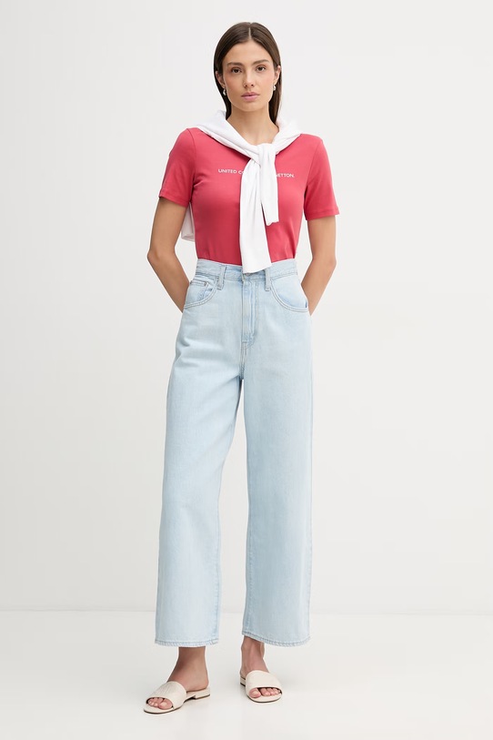 United Colors of Benetton t-shirt bawełniany 3GA8E16A2 czerwony SS26