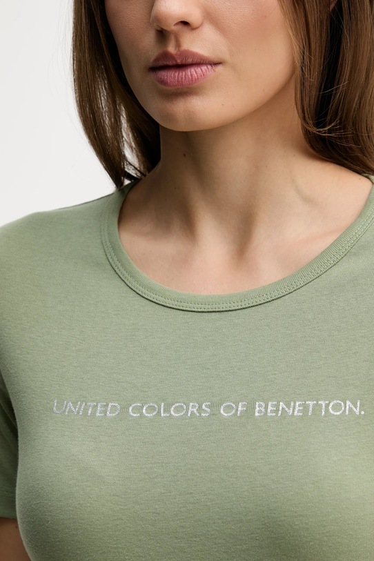 United Colors of Benetton t-shirt bawełniany 3GA8E16A2 zielony