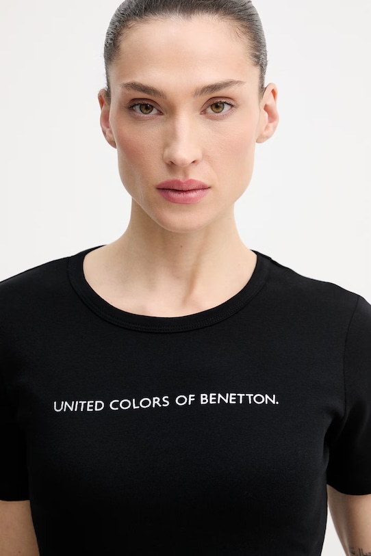 United Colors of Benetton t-shirt bawełniany czarny 3GA8E16A2