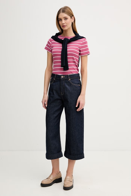 United Colors of Benetton t-shirt damski bawełniany 339PD10BX różowy SS26