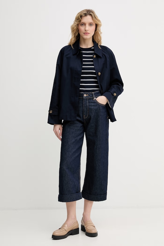 United Colors of Benetton t-shirt damski bawełniany 339PD10BX granatowy SS26