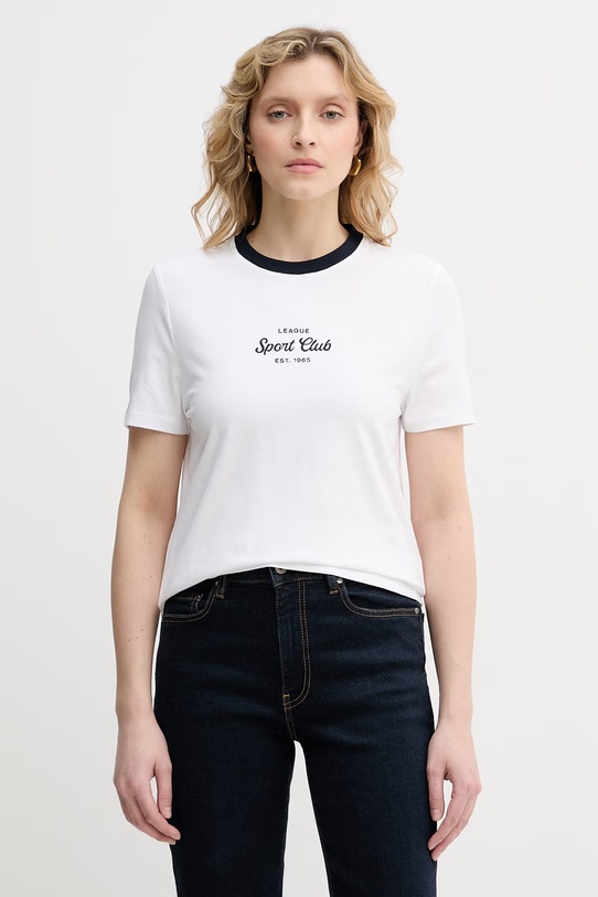 United Colors of Benetton t-shirt damski bawełniany z elastanem biały 3ECMD10C7