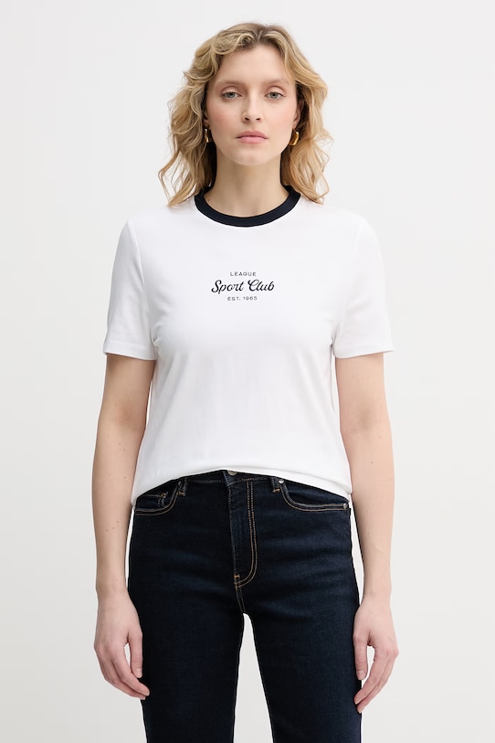 United Colors of Benetton t-shirt damski bawełniany z elastanem biały 3ECMD10C7