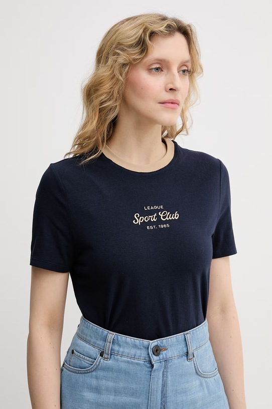 Odzież United Colors of Benetton t-shirt damski bawełniany z elastanem 3ECMD10C7 granatowy