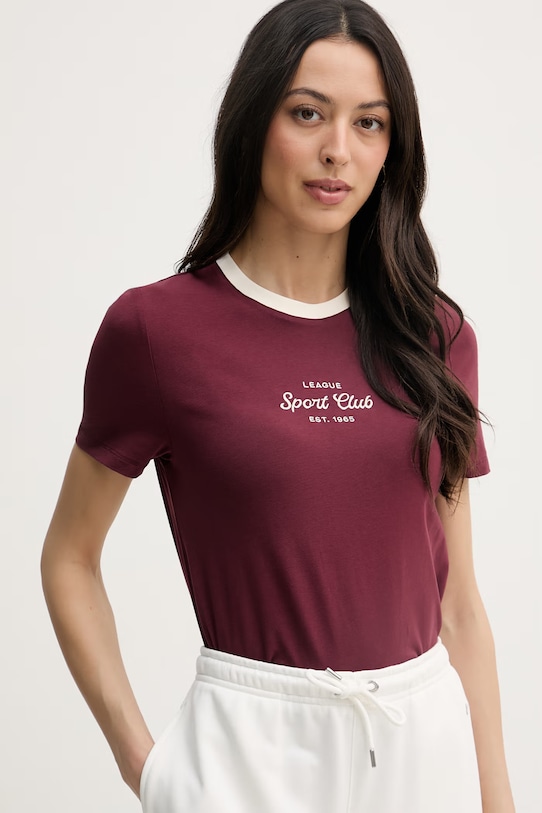 Oblečenie United Colors of Benetton dámske bavlnené tričko s elastanom 3ECMD10C7 burgundské