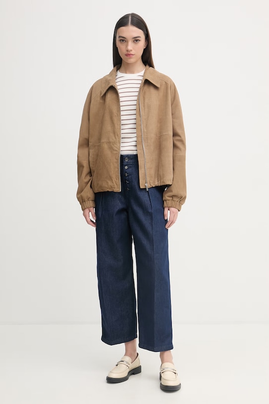 United Colors of Benetton тениска дамска от памук 3FLCD10CG кафяв SS26