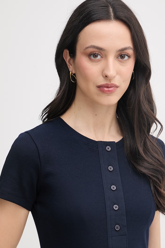 United Colors of Benetton t-shirt damski bawełniany z elastanem granatowy 3O4YD10CC