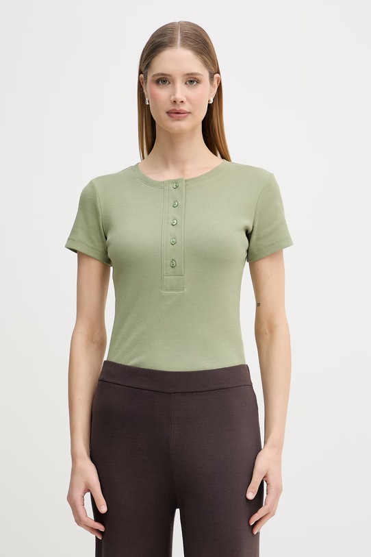 United Colors of Benetton t-shirt damski bawełniany z elastanem zielony 3O4YD10CC