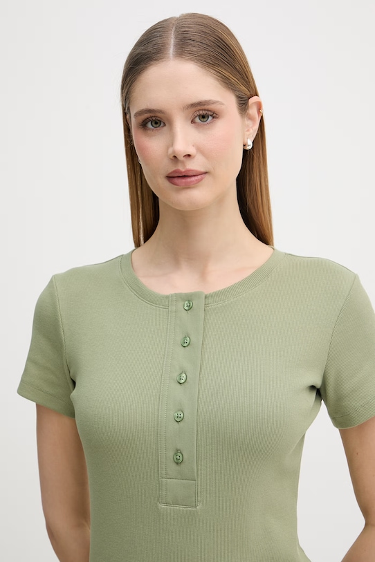 United Colors of Benetton t-shirt damski bawełniany z elastanem zielony 3O4YD10CC