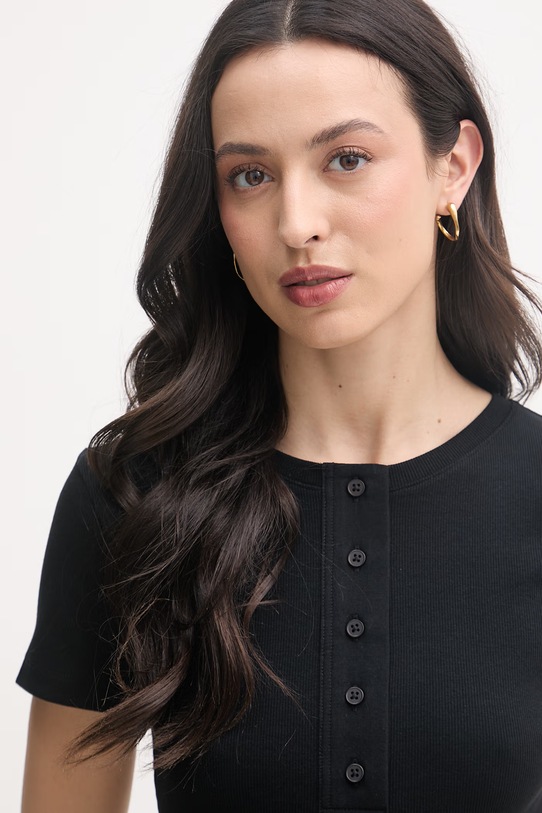 United Colors of Benetton t-shirt damski bawełniany z elastanem czarny 3O4YD10CC