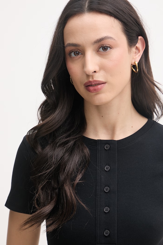 United Colors of Benetton t-shirt damski bawełniany z elastanem czarny 3O4YD10CC