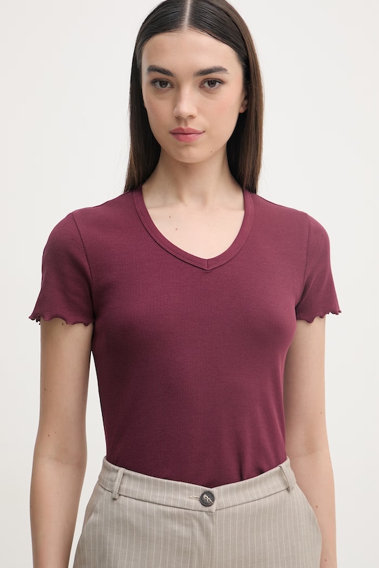 United Colors of Benetton tricou pentru femei, din bumbac burgundia 3O4YD4028