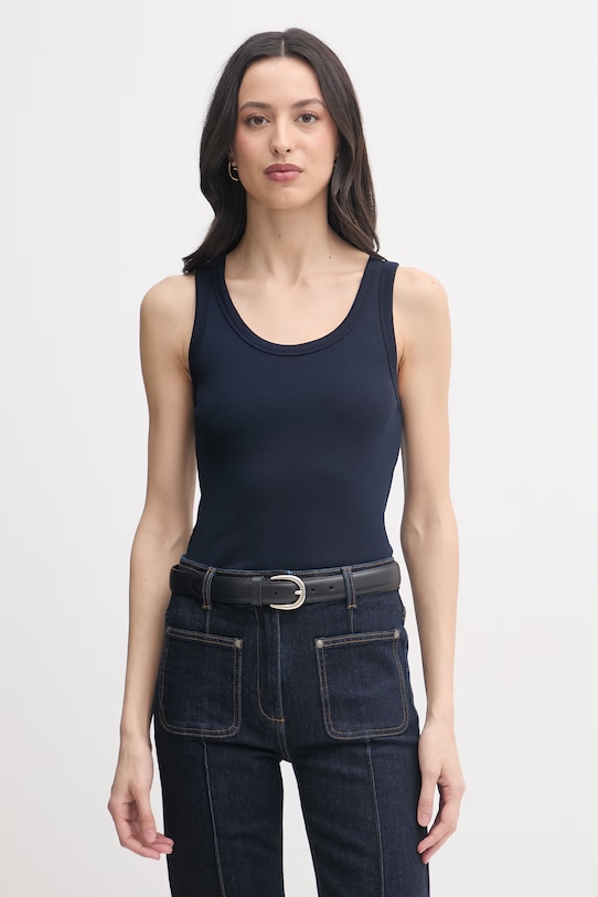 United Colors of Benetton топ для женщин из хлопка с эластаном тёмно-синий 3O4YDH01B
