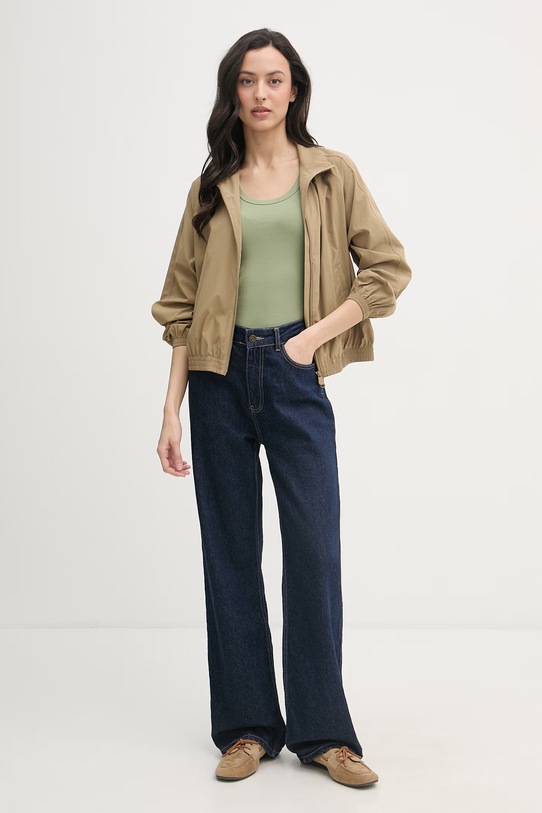 United Colors of Benetton top damski bawełniany z elastanem 3O4YDH01B zielony SS26