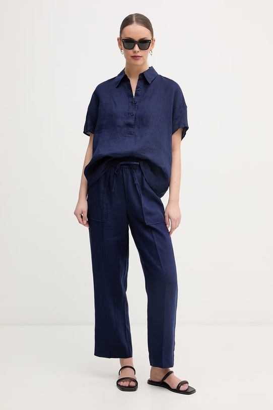 United Colors of Benetton top ženski lanen 3TKEEH001 zelena SS26