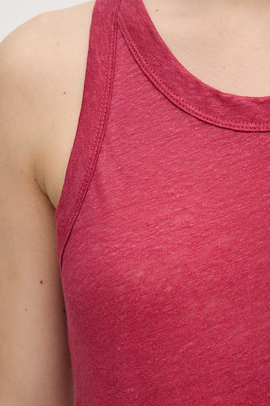 United Colors of Benetton top dámský lněný 3TKEEH001 červená