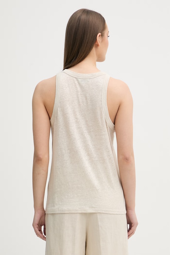 Oblačila United Colors of Benetton top ženski lanen 3TKEEH001 bež