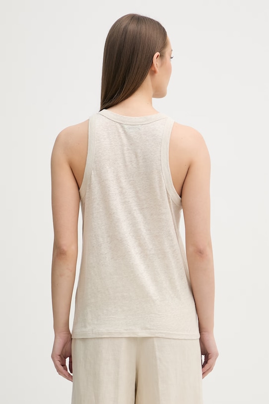 Odjeća United Colors of Benetton ženski top od lana 3TKEEH001 bež