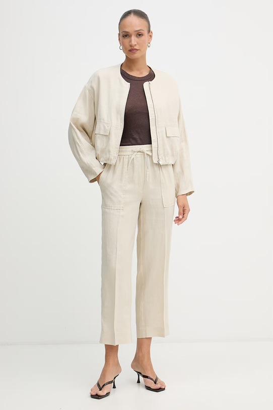 United Colors of Benetton top za žene od lana 3TKEEH001 smeđa SS26