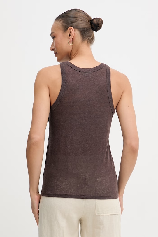 Odjeća United Colors of Benetton top za žene od lana 3TKEEH001 smeđa