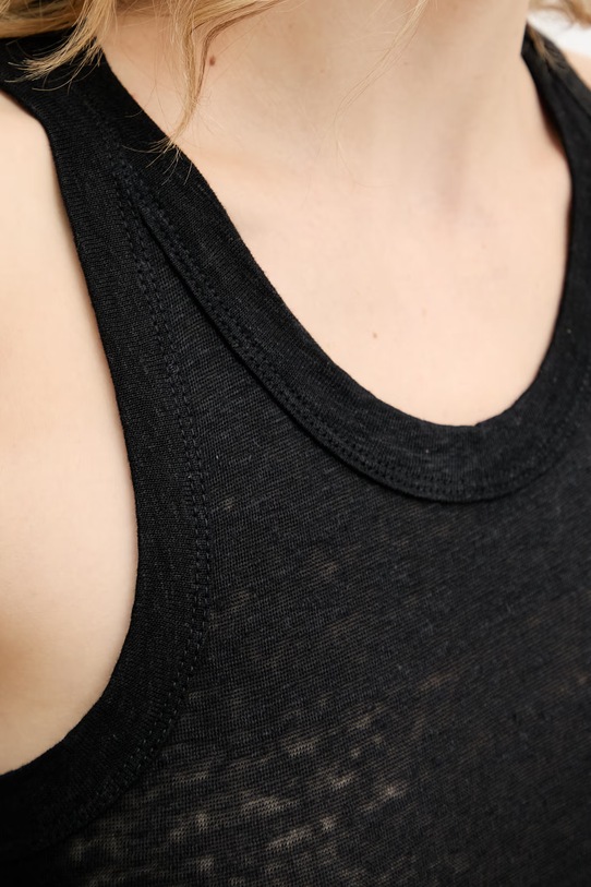 United Colors of Benetton top dámský lněný 3TKEEH001 černá