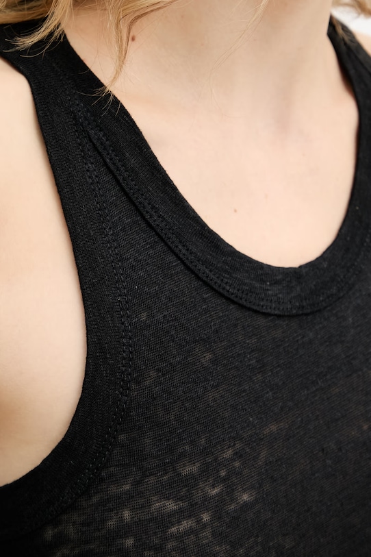 United Colors of Benetton top da donna in lino 3TKEEH001 nero