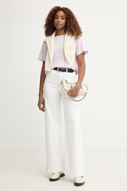 United Colors of Benetton T-shirt basic damski bawełniany 3096D10CP różowy SS26