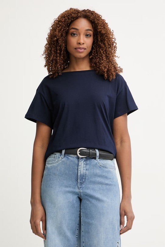 United Colors of Benetton t-shirt basic damski bawełniany granatowy 3096D10CP