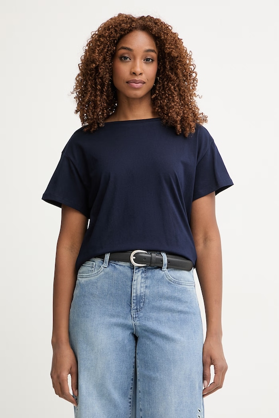 United Colors of Benetton t-shirt basic damski bawełniany granatowy 3096D10CP