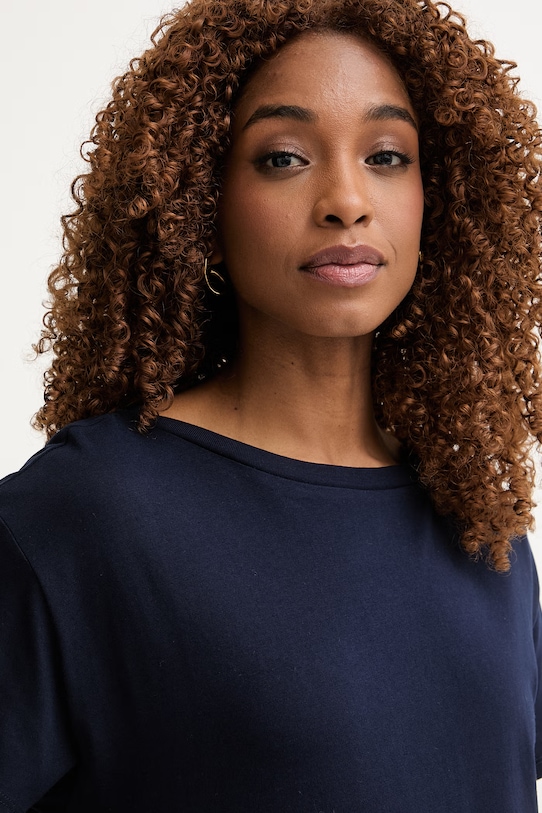 United Colors of Benetton t-shirt basic damski bawełniany granatowy 3096D10CP