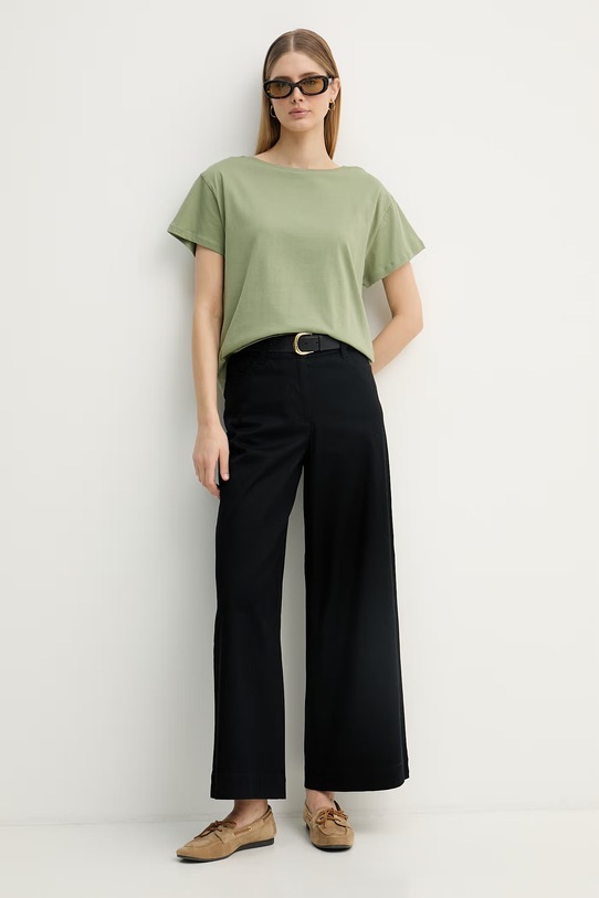 United Colors of Benetton T-shirt basic damski bawełniany 3096D10CP zielony SS26