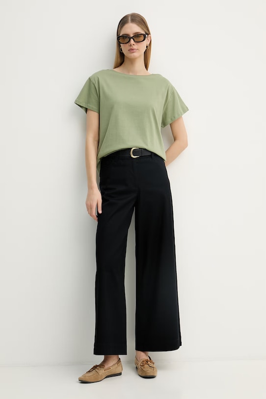 United Colors of Benetton T-shirt basic damski bawełniany 3096D10CP zielony SS26