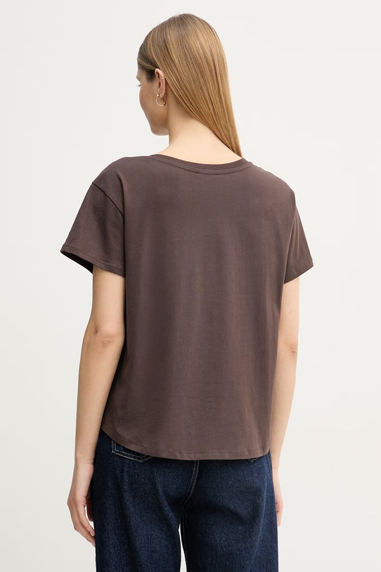 Odzież United Colors of Benetton T-shirt basic damski bawełniany 3096D10CP brązowy