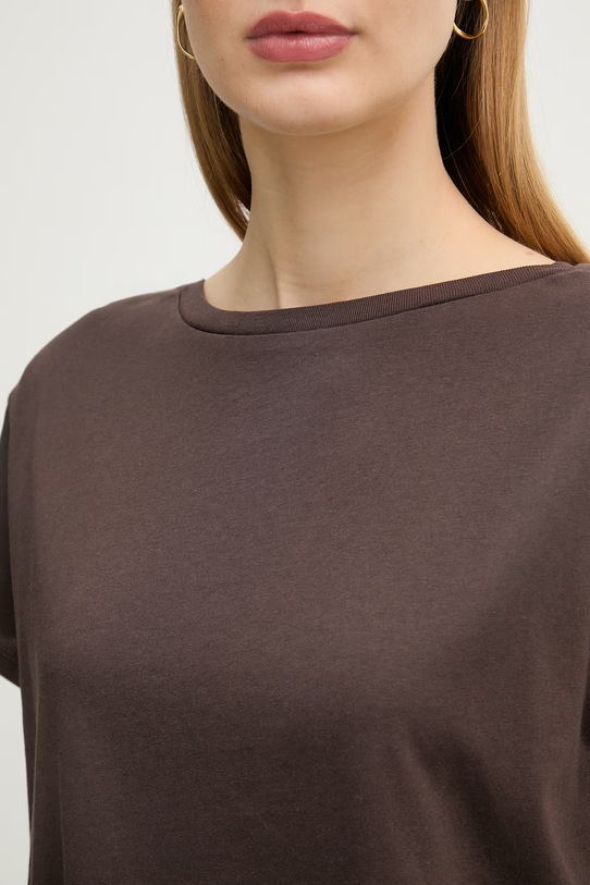 United Colors of Benetton T-shirt basic damski bawełniany 3096D10CP brązowy