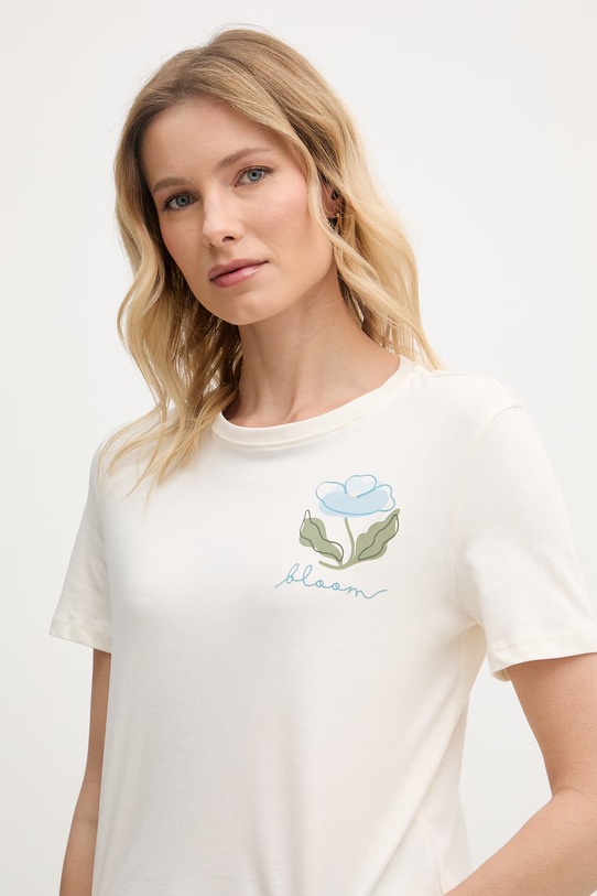 United Colors of Benetton t-shirt γυναικείο βαμβακερό μπεζ 3096D10CU