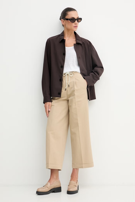 United Colors of Benetton T-shirt damski lniany 3TKED10D8 biały SS26