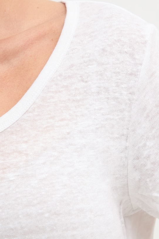 United Colors of Benetton T-shirt damski lniany 3TKED10D8 biały