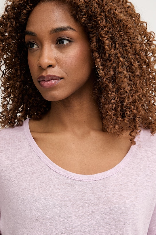 United Colors of Benetton T-shirt damski lniany różowy 3TKED10D8