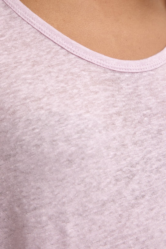 United Colors of Benetton T-shirt damski lniany 3TKED10D8 różowy