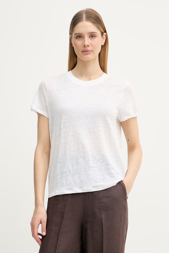 United Colors of Benetton t-shirt damski lniany biały 3TKEE1009