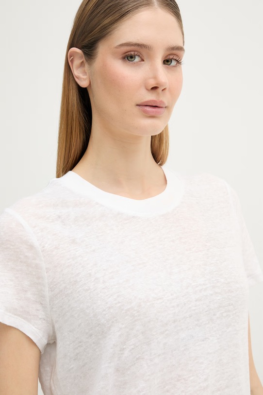 United Colors of Benetton t-shirt damski lniany biały 3TKEE1009