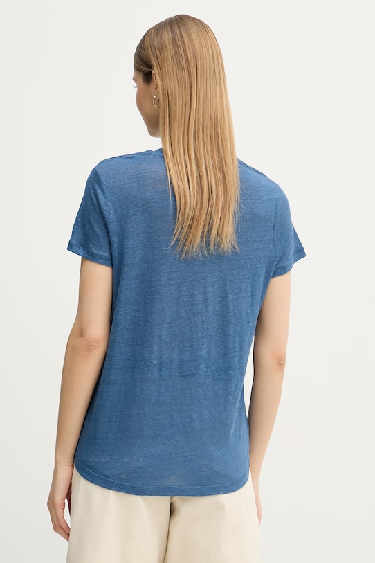 Odzież United Colors of Benetton t-shirt damski lniany 3TKEE1009 granatowy